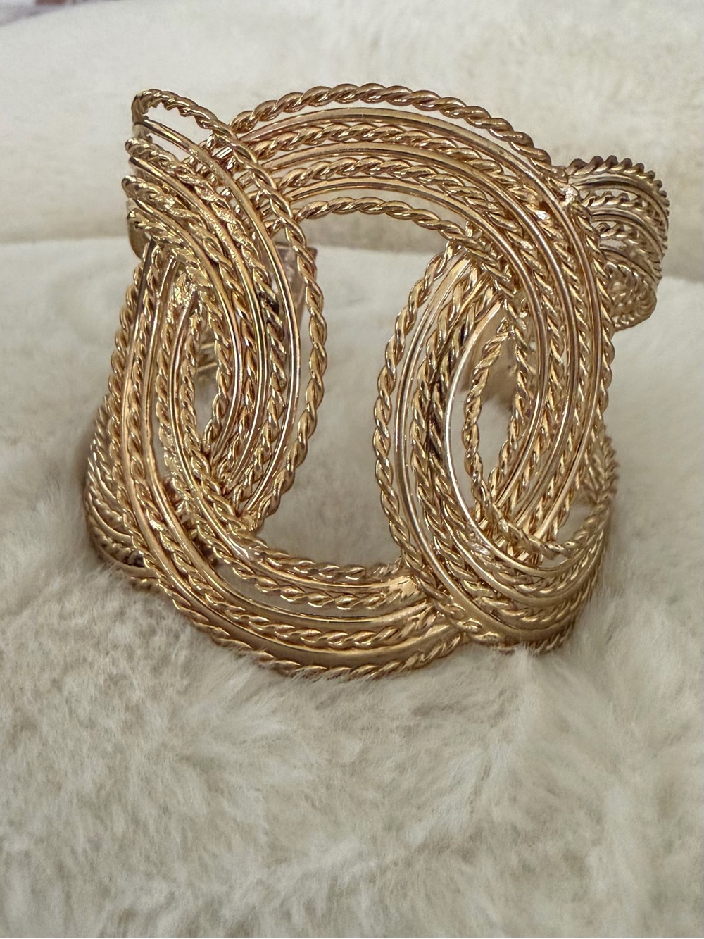 Gold Braided Open Cuff Bracelet